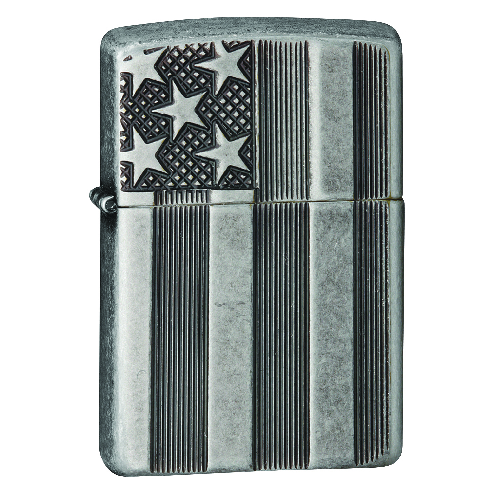 Zippo aansteker Armor Case Antique Silver American Flag