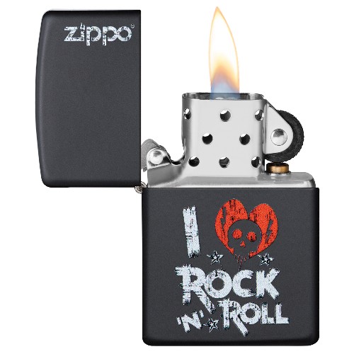Zippo aansteker I love Rock \'N Roll open