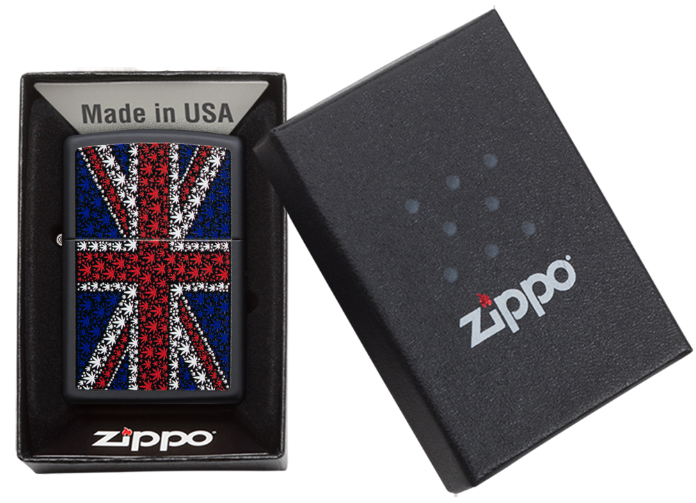 Zippo aansteker Union Jack Weed verpakking