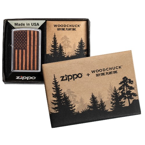 Zippo aansteker Woodchuck American Flag verpakking