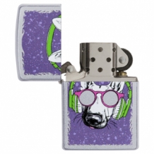 Zippo aansteker Dog in Glasses open