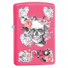 Zippo aansteker skull and flowers