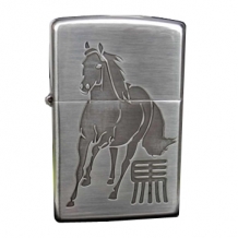 Zippo aansteker Spirit of Asia - Horse silver plate