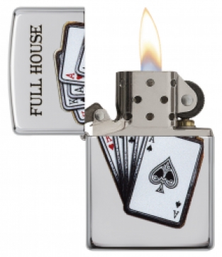 Zippo aansteker Full house Binnenkant