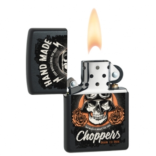 Zippo aansteker Biker Skull mat zwart