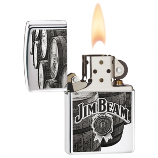 Zippo aansteker Jim Beam Barrels Chrome print