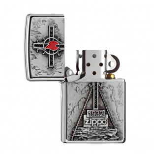 Zippo aansteker Peak Cross met Zippo logo