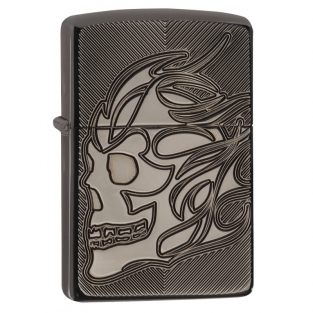 Zippo aansteker Skull Armor Black Ice Deep Curve