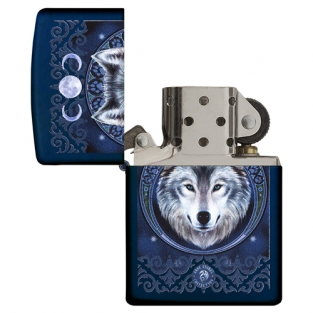 Zippo aansteker Anne Stokes Wolf open