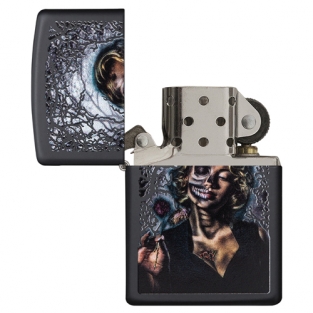 Zippo aansteker Goth Girl open