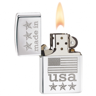 Zippo aansteker Made in USA with flag gravure