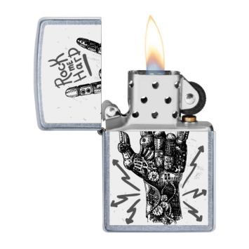 Zippo aansteker rock hand design chrome