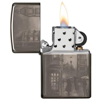 Zippo aansteker Big Ben open met vlam