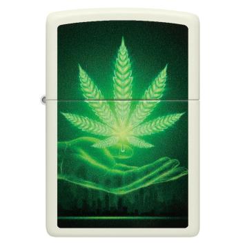 Zippo aansteker Cannabis Glow in the Dark vooraanzicht