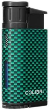 Colibri Aansteker Evo Carbon Fiber Single Jet Flame Green Schuinaanzicht