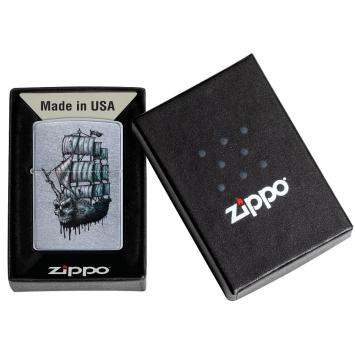 Zippo aansteker Pirate ship skull tattoo in verpakking