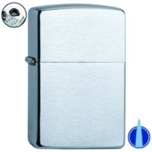 Regular chroom brush finish Zippo gasaansteker met stormvlam