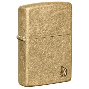 Zippo aansteker Armor Case Tumbled Brass with Flame