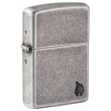 Zippo aansteker Armor Case Antique Silver with Flame 