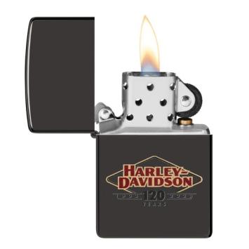 Zippo aansteker Harley Davidson 120 years black ice open