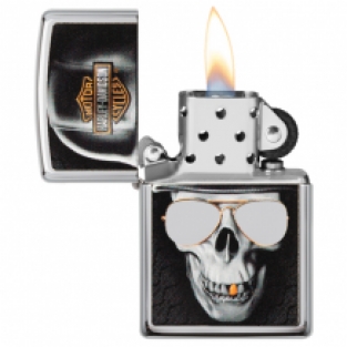 Zippo aansteker Harley Davidson Skull Helmet open