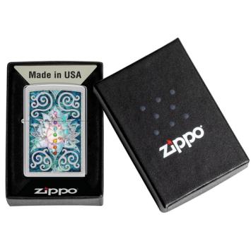 Zippo aansteker Lotus Flowers Design Chrome