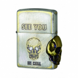 Zippo aansteker Side Skull Metal Emblem