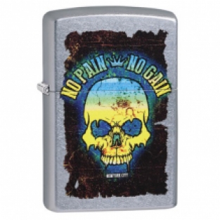 Zippo aansteker Skull No Pain No Gain