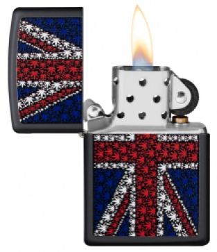 Zippo aansteker Union Jack Weed open