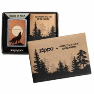 Zippo aansteker Woodchuck Howling Wolf verpakking