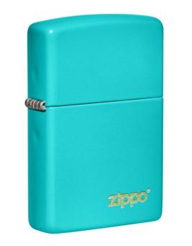 Zippo aansteker Flat Turquoise Zippo Lasered zijaanzicht