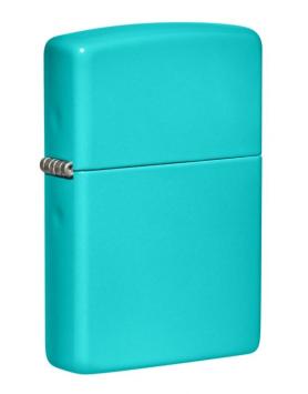 Zippo aansteker Regular Flat Turquoise zijaanzicht